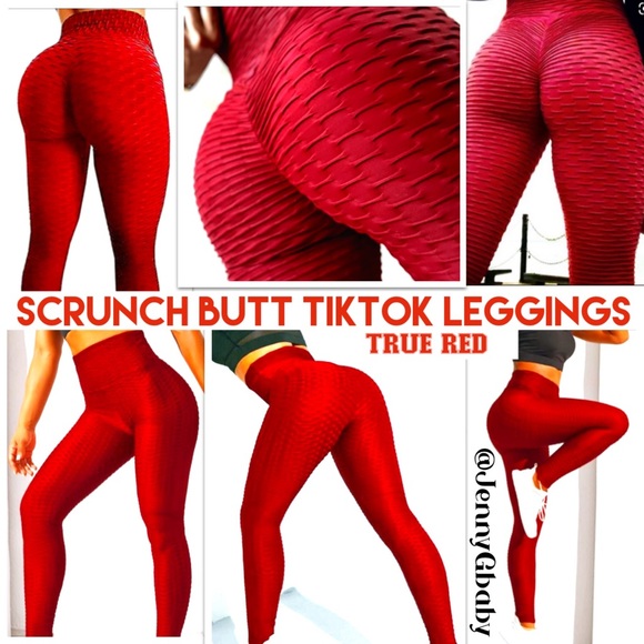 NWT Scrunch Butt “TikTok” leggings high-rise: Red - Picture 1 of 16